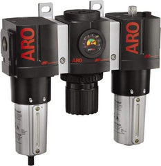 ARO/Ingersoll-Rand - 3/4" NPT Port Heavy Duty 3 Piece Filter-Regulator-Lubricator FRL Unit - Metal Bowl, 199 SCFM, 250 Max psi, 10.75" High x 11.102" Long, Manual Drain - Eagle Tool & Supply