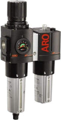 ARO/Ingersoll-Rand - 3/4" NPT Port Heavy Duty 2 Piece Filter/Regulator-Lubricator FRL Unit - Metal Bowl, 201 SCFM, 250 Max psi, 13.8" High x 7.323" Long, Automatic Drain - Eagle Tool & Supply