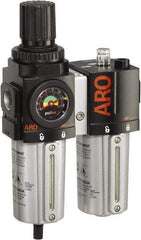 ARO/Ingersoll-Rand - 3/4" NPT Port Standard 2 Piece Filter/Regulator-Lubricator FRL Unit - Metal Bowl, 142 SCFM, 250 Max psi, 7.9" High x 5.724" Long, Manual Drain - Eagle Tool & Supply