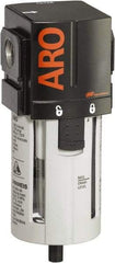ARO/Ingersoll-Rand - 3/8" Port, 7.913" High x 2.874" Wide Standard Filter with Polycarbonate Bowl, Automatic Drain - 156 SCFM, 150 Max psi, 125°F Max Temp, Modular Connection, Bowl Guard, 2.3 oz Bowl Capacity - Eagle Tool & Supply