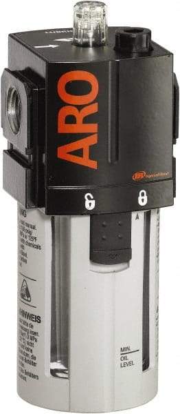 ARO/Ingersoll-Rand - 3/4" NPT, 150 Max psi Standard Modular Lubricator - Polycarbonate Bowl, Aluminum Body, 222 CFM, 125°F Max Temp, 2.76" Long x 2.87" Wide x 7.087" High - Eagle Tool & Supply
