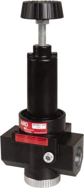 ARO/Ingersoll-Rand - 2 NPT Port, 1,200 CFM, Zinc Body Super-Duty Regulator - 0 to 180 psi Range, 300 Max psi Supply Pressure, 1/4" Gauge Port Thread, 3.58" Wide x 11.88" High - Eagle Tool & Supply