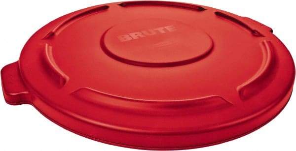 Rubbermaid - Round Lid for Use with 55 Gal Round Trash Cans - Red, Polyethylene, For Brute Trash Cans - Eagle Tool & Supply