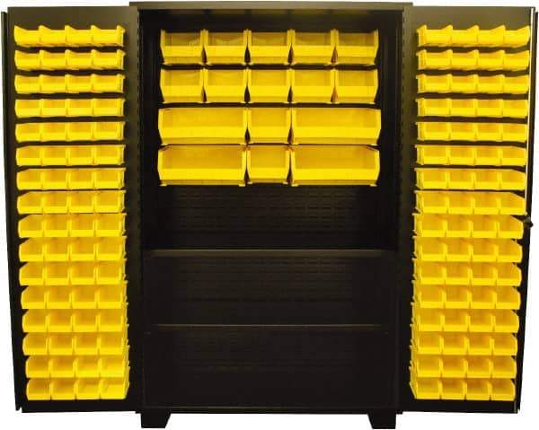 Jamco - 2 Shelf 144 Bin Storage Cabinet - Steel, 48" Wide x 24" Deep x 78" High, Black - Eagle Tool & Supply