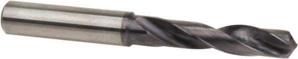 Accupro - 14mm 140° Spiral Flute Solid Carbide Screw Machine Drill Bit - TiAlN Finish, Right Hand Cut, 60mm Flute Length, 107mm OAL, Special Type Point, Straight Shank, Through Coolant - Eagle Tool & Supply