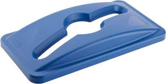 Rubbermaid - Rectangle Lid for Use with 23 Gal Rectangular Recycle Containers - Blue, Polyethylene, For Slim Jim Trash Cans - Eagle Tool & Supply