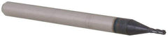 Accupro - 0.037" Diam, 0.111" LOC, 4 Flute Solid Carbide Ball End Mill - AlTiN Finish, Single End, 1-1/2" OAL, 1/8" Shank Diam, Spiral Flute - Eagle Tool & Supply
