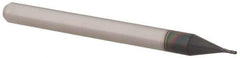 Accupro - 0.022" Diam, 0.066" LOC, 4 Flute Solid Carbide Ball End Mill - AlTiN Finish, Single End, 1-1/2" OAL, 1/8" Shank Diam, Spiral Flute - Eagle Tool & Supply