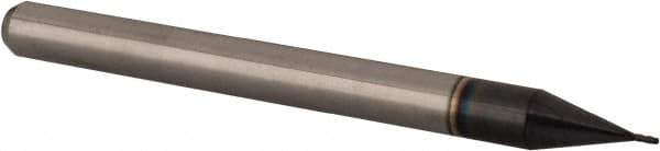 Accupro - 0.014" Diam, 0.042" LOC, 4 Flute Solid Carbide Ball End Mill - AlTiN Finish, Single End, 1-1/2" OAL, 1/8" Shank Diam, Spiral Flute - Eagle Tool & Supply
