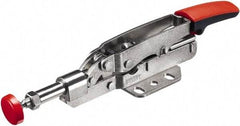Bessey - 450 Lb Load Capacity, Flanged Base, Carbon Steel, Standard Straight Line Action Clamp - 4 Mounting Holes, 0.33" Plunger Diam, Straight Handle - Eagle Tool & Supply