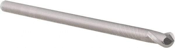 Accupro - 1/4" Diam, 3/8" LOC, 2 Flute Solid Carbide Ball End Mill - Uncoated, Single End, 3" OAL, 3/16" Shank Diam, Spiral Flute - Eagle Tool & Supply