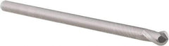 Accupro - 1/4" Diam, 3/8" LOC, 2 Flute Solid Carbide Ball End Mill - Uncoated, Single End, 3" OAL, 3/16" Shank Diam, Spiral Flute - Eagle Tool & Supply