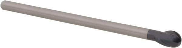 Accupro - 3/16" Diam, 9/32" LOC, 2 Flute Solid Carbide Ball End Mill - Uncoated, Single End, 2-1/2" OAL, 5/32" Shank Diam, Spiral Flute - Eagle Tool & Supply