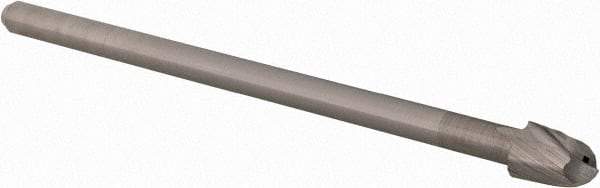 Accupro - 3/16" Diam, 9/32" LOC, 2 Flute Solid Carbide Ball End Mill - Uncoated, Single End, 2-1/2" OAL, 1/8" Shank Diam, Spiral Flute - Eagle Tool & Supply