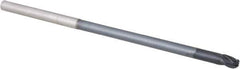 Accupro - 1/4" Diam, 3/8" LOC, 3 Flute Solid Carbide Ball End Mill - AlTiN Finish, Single End, 6" OAL, 1/4" Shank Diam, Spiral Flute - Eagle Tool & Supply