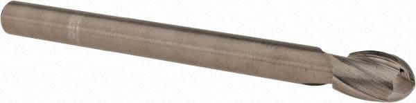 Accupro - 5/8" Diam, 15/16" LOC, 2 Flute Solid Carbide Ball End Mill - Uncoated, Single End, 6" OAL, 1/2" Shank Diam, Spiral Flute - Eagle Tool & Supply