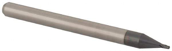 Accupro - 0.025" Diam, 0.037" LOC, 4 Flute Solid Carbide Ball End Mill - AlTiN Finish, Single End, 1-1/2" OAL, 1/8" Shank Diam, Spiral Flute - Eagle Tool & Supply