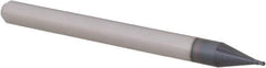 Accupro - 0.023" Diam, 0.035" LOC, 4 Flute Solid Carbide Ball End Mill - AlTiN Finish, Single End, 1-1/2" OAL, 1/8" Shank Diam, Spiral Flute - Eagle Tool & Supply