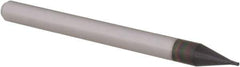 Accupro - 0.022" Diam, 0.033" LOC, 4 Flute Solid Carbide Ball End Mill - AlTiN Finish, Single End, 1-1/2" OAL, 1/8" Shank Diam, Spiral Flute - Eagle Tool & Supply