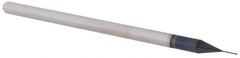Accupro - 0.01" Diam, 0.015" LOC, 3 Flute Solid Carbide Ball End Mill - AlTiN Finish, Single End, 2-1/2" OAL, 1/8" Shank Diam, Spiral Flute - Eagle Tool & Supply