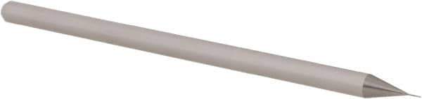 Accupro - 0.01" Diam, 0.015" LOC, 3 Flute Solid Carbide Ball End Mill - Uncoated, Single End, 2-1/2" OAL, 1/8" Shank Diam, Spiral Flute - Eagle Tool & Supply