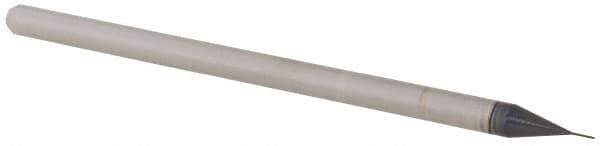 Accupro - 0.01" Diam, 0.015" LOC, 3 Flute Solid Carbide Ball End Mill - AlTiN Finish, Single End, 2-1/2" OAL, 1/8" Shank Diam, Spiral Flute - Eagle Tool & Supply