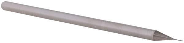 Accupro - 0.01" Diam, 0.015" LOC, 3 Flute Solid Carbide Ball End Mill - Uncoated, Single End, 2-1/2" OAL, 1/8" Shank Diam, Spiral Flute - Eagle Tool & Supply