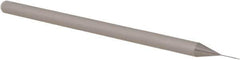 Accupro - 0.01" Diam, 0.015" LOC, 3 Flute Solid Carbide Ball End Mill - Uncoated, Single End, 2-1/2" OAL, 1/8" Shank Diam, Spiral Flute - Eagle Tool & Supply