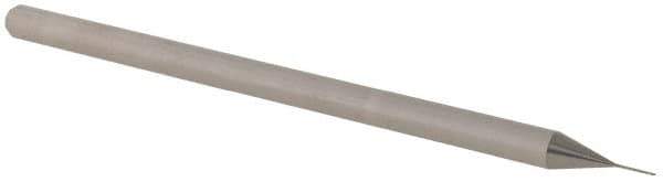 Accupro - 0.01" Diam, 0.015" LOC, 3 Flute Solid Carbide Ball End Mill - Uncoated, Single End, 2-1/2" OAL, 1/8" Shank Diam, Spiral Flute - Eagle Tool & Supply