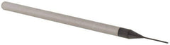 Accupro - 0.02" Diam, 0.03" LOC, 3 Flute Solid Carbide Ball End Mill - AlTiN Finish, Single End, 2-1/2" OAL, 1/8" Shank Diam, Spiral Flute - Eagle Tool & Supply
