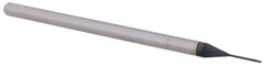 Accupro - 0.02" Diam, 0.03" LOC, 3 Flute Solid Carbide Ball End Mill - AlTiN Finish, Single End, 2-1/2" OAL, 1/8" Shank Diam, Spiral Flute - Eagle Tool & Supply