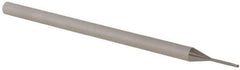 Accupro - 0.03" Diam, 0.045" LOC, 3 Flute Solid Carbide Ball End Mill - Uncoated, Single End, 2-1/2" OAL, 1/8" Shank Diam, Spiral Flute - Eagle Tool & Supply