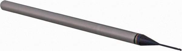 Accupro - 0.02" Diam, 0.03" LOC, 3 Flute Solid Carbide Ball End Mill - AlTiN Finish, Single End, 2-1/2" OAL, 1/8" Shank Diam, Spiral Flute - Eagle Tool & Supply
