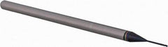 Accupro - 0.02" Diam, 0.03" LOC, 3 Flute Solid Carbide Ball End Mill - AlTiN Finish, Single End, 2-1/2" OAL, 1/8" Shank Diam, Spiral Flute - Eagle Tool & Supply