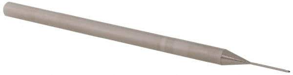 Accupro - 0.02" Diam, 0.03" LOC, 3 Flute Solid Carbide Ball End Mill - Uncoated, Single End, 2-1/2" OAL, 1/8" Shank Diam, Spiral Flute - Eagle Tool & Supply