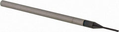 Accupro - 0.035" Diam, 0.052" LOC, 3 Flute Solid Carbide Ball End Mill - AlTiN Finish, Single End, 2-1/2" OAL, 1/8" Shank Diam, Spiral Flute - Eagle Tool & Supply