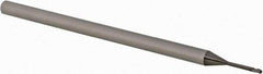 Accupro - 0.035" Diam, 0.052" LOC, 3 Flute Solid Carbide Ball End Mill - Uncoated, Single End, 2-1/2" OAL, 1/8" Shank Diam, Spiral Flute - Eagle Tool & Supply