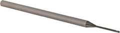 Accupro - 0.035" Diam, 0.052" LOC, 3 Flute Solid Carbide Ball End Mill - Uncoated, Single End, 2-1/2" OAL, 1/8" Shank Diam, Spiral Flute - Eagle Tool & Supply