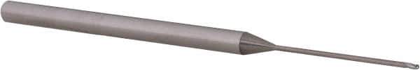 Accupro - 1/32" Diam, 0.046" LOC, 3 Flute Solid Carbide Ball End Mill - Uncoated, Single End, 2-1/2" OAL, 1/8" Shank Diam, Spiral Flute - Eagle Tool & Supply