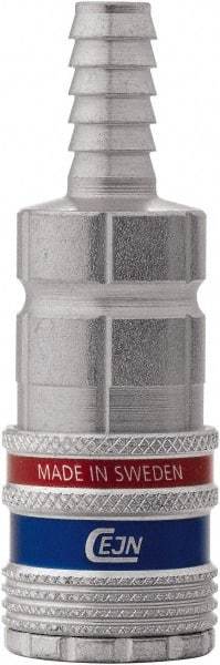 CEJN - Hose Barb Industrial Pneumatic Hose Safety Coupler - Steel/Brass, 1/4" Body Diam, 1/4" Hose ID - Eagle Tool & Supply