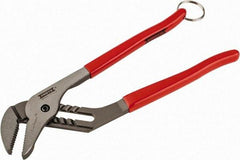 Proto - 12" OAL, 2-1/2" Jaw Width, 7 Position Tethered Tongue & Groove Pliers - V-Jaws, Vinyl Handles - Eagle Tool & Supply