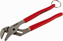 Proto - 10" OAL, 1-19/32" Jaw Width, 6 Position Tethered Tongue & Groove Pliers - V-Jaws, Vinyl Handles - Eagle Tool & Supply