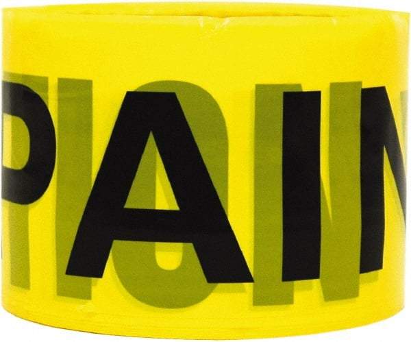 TRIMACO - 300' Long x 3" Wide Roll, PVC, Yellow Barricade Tape - Message: Caution - Wet Paint - Eagle Tool & Supply