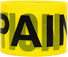 TRIMACO - 300' Long x 3" Wide Roll, PVC, Yellow Barricade Tape - Message: Caution - Wet Paint - Eagle Tool & Supply