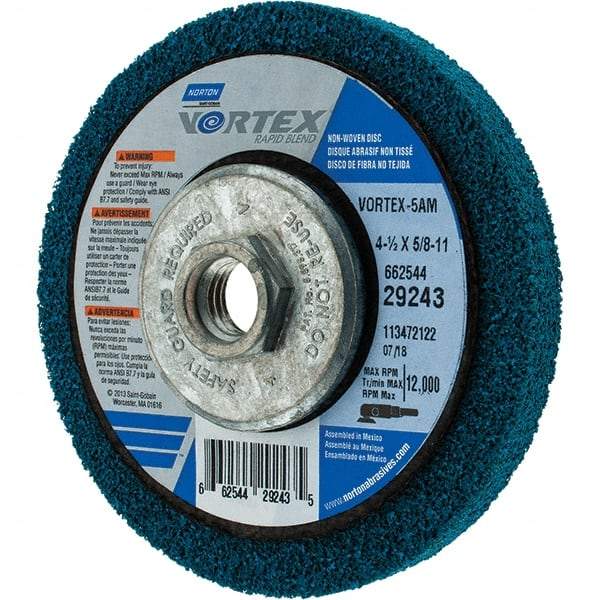 Norton - 4-1/2" Diam, 1/2" Face Width, Medium Grade, Aluminum Oxide Deburring Wheel - Eagle Tool & Supply