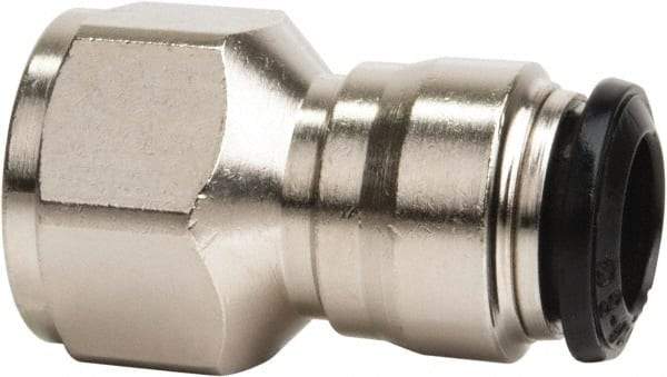 Value Collection - 8mm Outside Diam, 3/8 BSPP, Nickel Plated Brass Push-to-Connect Tube Female Connector - 250 Max psi, Tube to Female BSPP Connection, Buna O-Ring - Eagle Tool & Supply