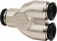 Value Collection - 4mm Outside Diam, Nickel Plated Brass Push-to-Connect Tube Union Y - 250 Max psi, Tube to Tube Connection, Buna O-Ring - Eagle Tool & Supply