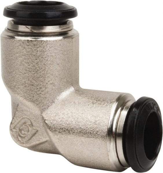 Value Collection - 10mm Outside Diam, Nickel Plated Brass Push-to-Connect Tube Union Elbow - 250 Max psi, Tube to Tube Connection, Buna O-Ring - Eagle Tool & Supply