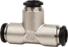 Value Collection - 8mm Outside Diam, Nickel Plated Brass Push-to-Connect Tube Union Tee - 250 Max psi, Tube to Tube Connection, Buna O-Ring - Eagle Tool & Supply