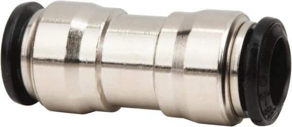 Value Collection - 4mm Outside Diam, Nickel Plated Brass Push-to-Connect Tube Union - 250 Max psi, Tube to Tube Connection, Buna O-Ring - Eagle Tool & Supply